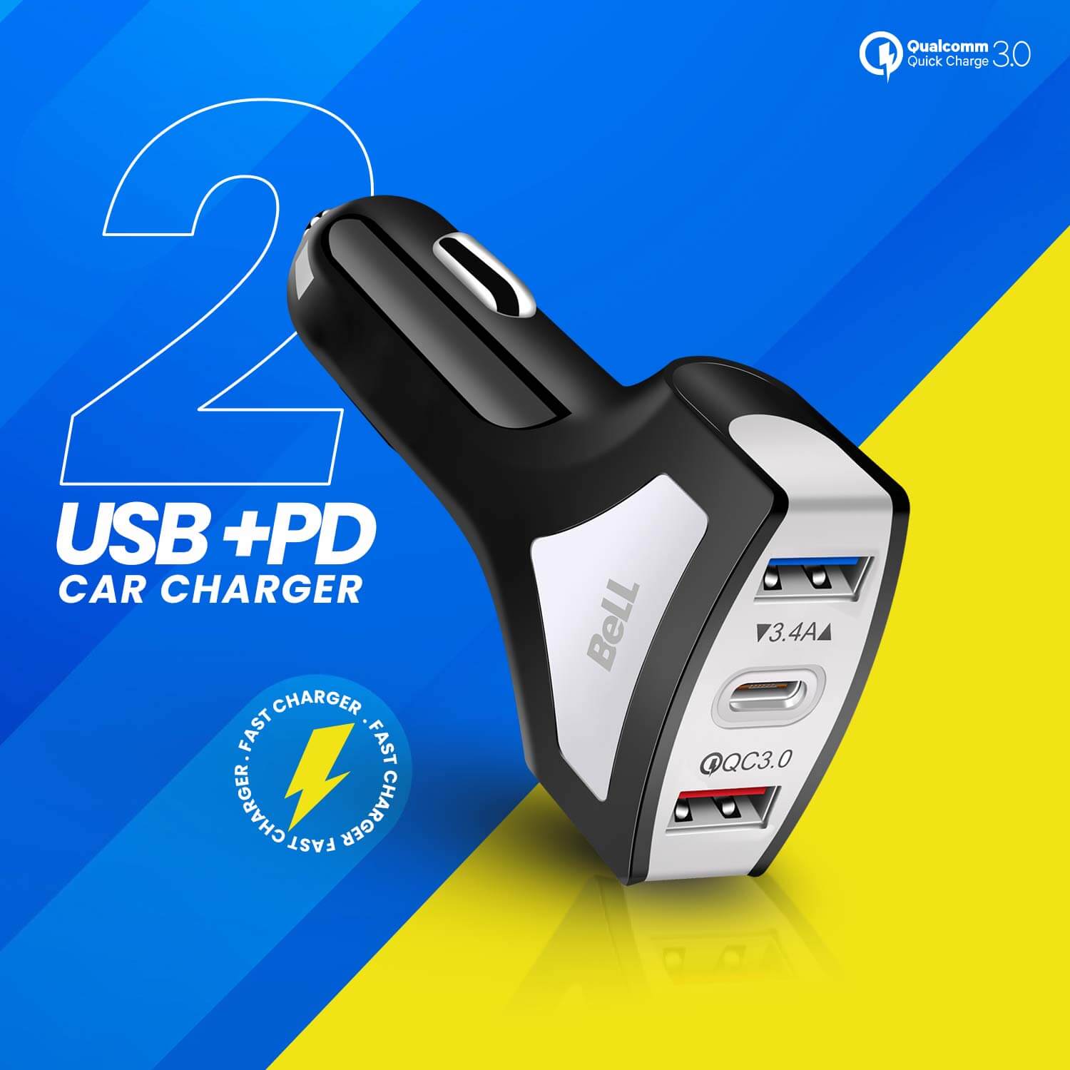 Bell BLCC702 3.4A Input and 7.0 A Output 36 W Car Charger Micro USB