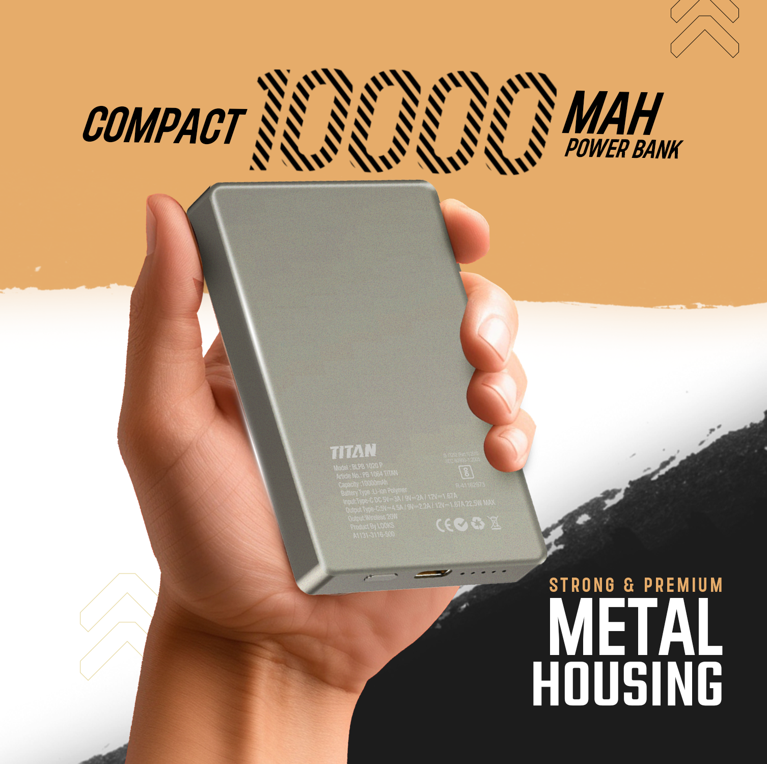 Titan Series 10000mAh Magnetic Wireless Power Bank – 20W Fast Charging, Compact Pocket Size