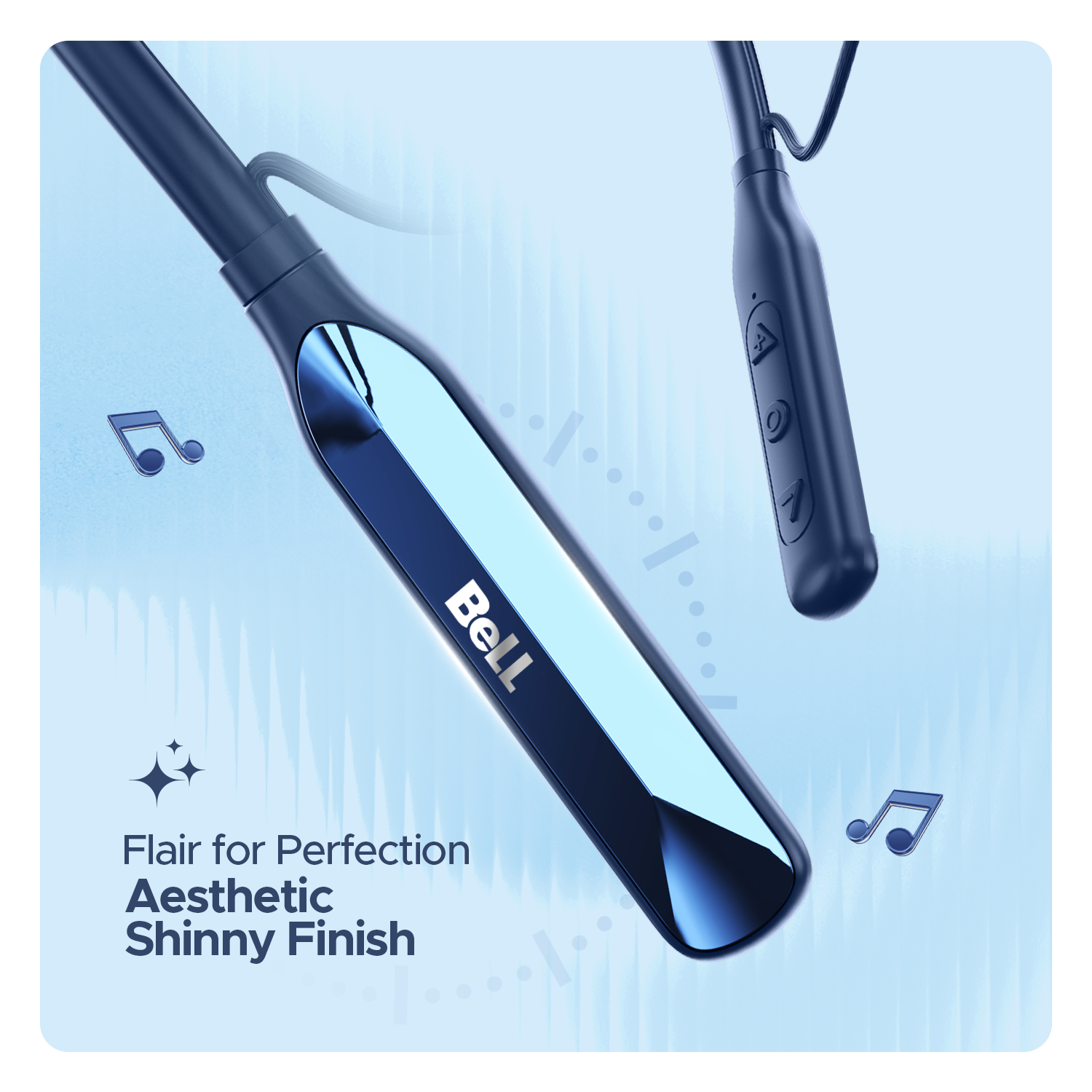 Bell Classic Series BLNB-227 Wireless Neckband Headphones – 48H Playtime, Metal Earbuds, ENC Noise Reduction, Vibration Alert