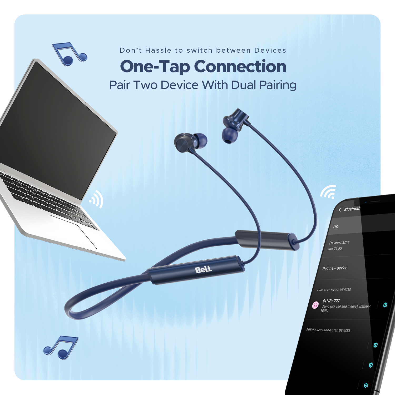 BLNB-259 Premium Classic Neckband – 48H Playback, Dual Pairing & Voice Changer