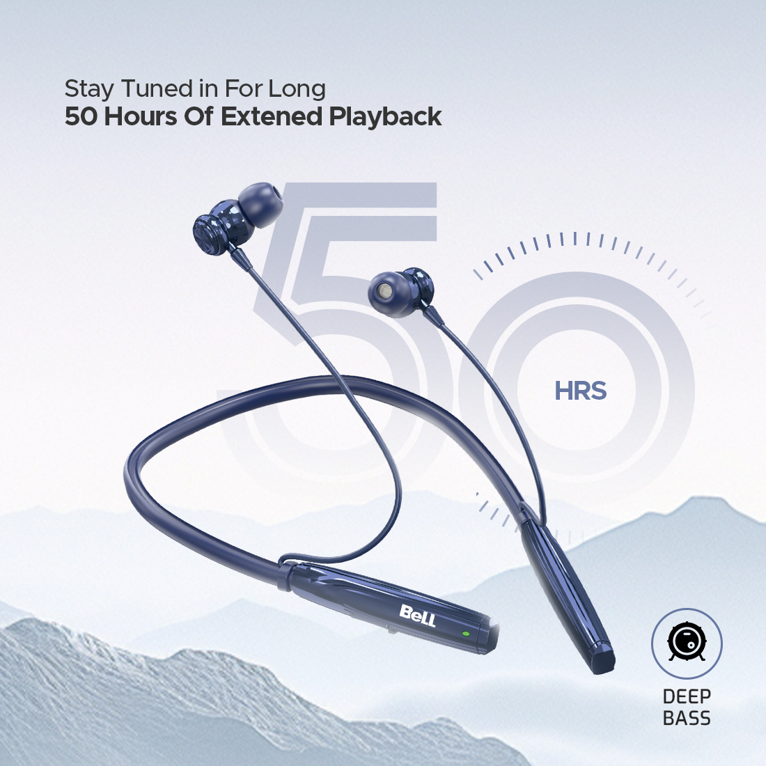 BeLL BLNB-215 Sports Neckband – 50 Hrs Playback | ENC | Deep Bass | Magnetic Switch | Voice Assistant
