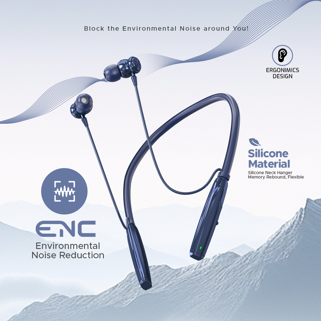 BeLL BLNB-215 Sports Neckband – 50 Hrs Playback | ENC | Deep Bass | Magnetic Switch | Voice Assistant