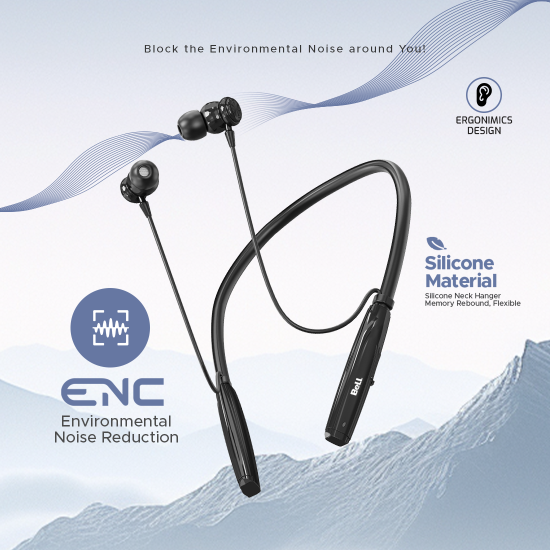 BeLL BLNB-215 Sports Neckband – 50 Hrs Playback | ENC | Deep Bass | Magnetic Switch | Voice Assistant