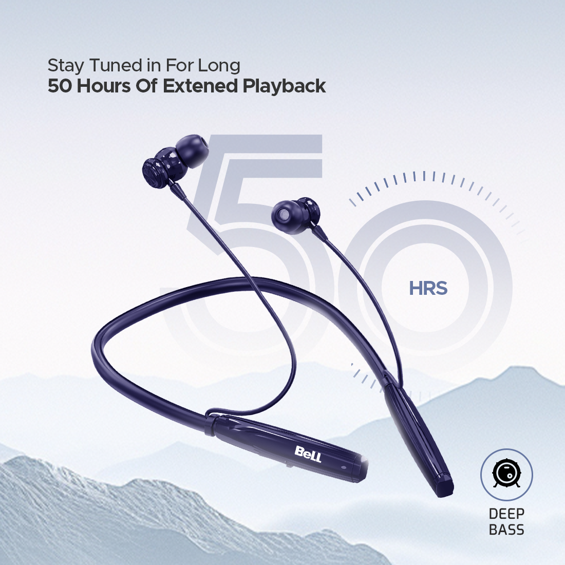 BeLL BLNB-215 Sports Neckband – 50 Hrs Playback | ENC | Deep Bass | Magnetic Switch | Voice Assistant