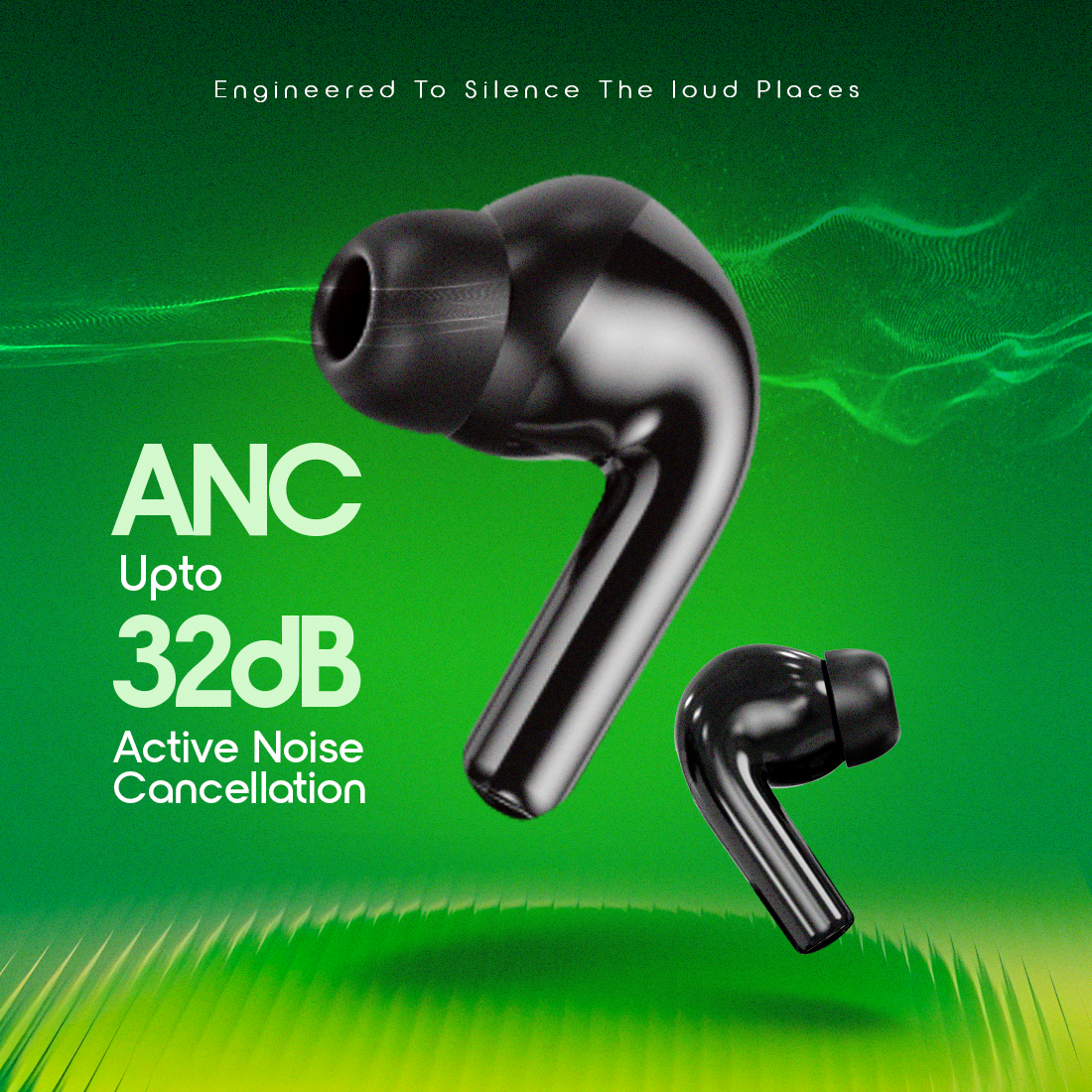BeLL Bliss Pods – Black | 30H Playback, ANC up to 32dB, IPX4 Water-Resistant