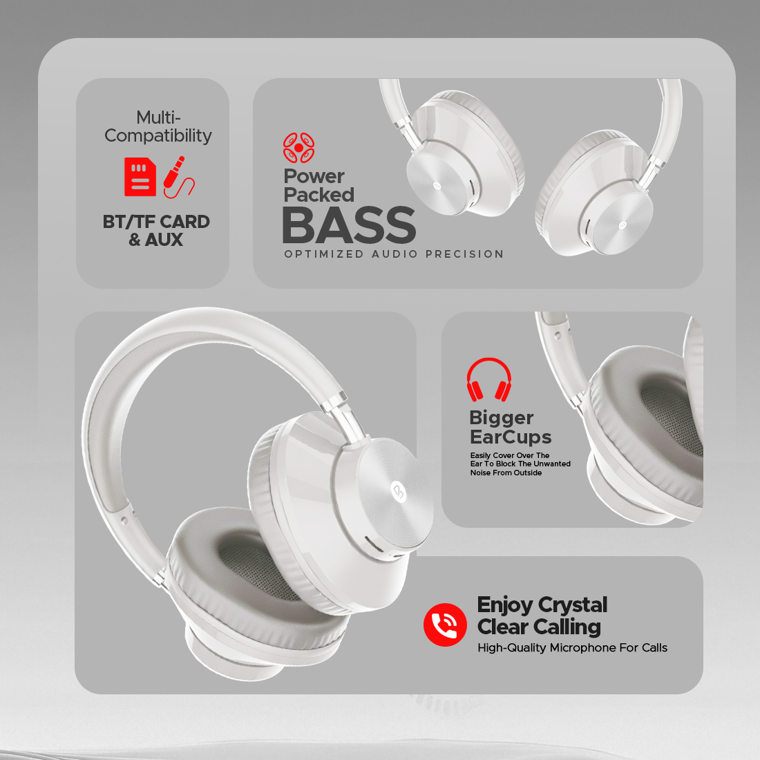Bell Sonic Wireless Bluetooth Headphones | Deep Bass Over-Ear Headphones with 10-Hour Playback, Adjustable Headband & AUX Mode