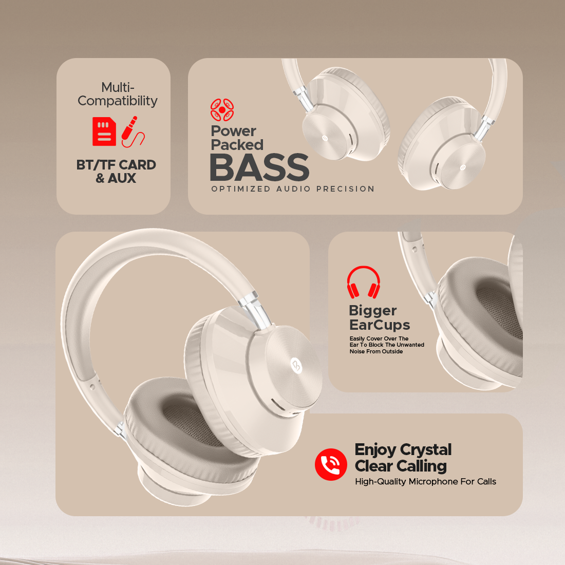 Bell Sonic Wireless Bluetooth Headphones | Deep Bass Over-Ear Headphones with 10-Hour Playback, Adjustable Headband & AUX Mode