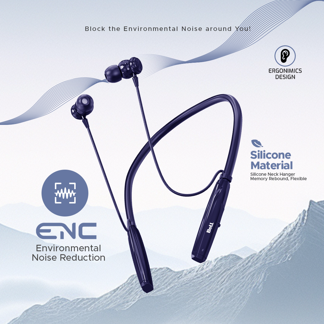 BeLL BLNB-215 Sports Neckband – 50 Hrs Playback | ENC | Deep Bass | Magnetic Switch | Voice Assistant