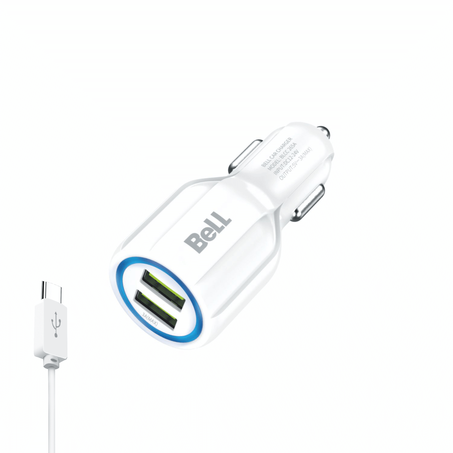 Bell BLCC265 3A Dual USB Port Fast Charge Car Charger Type-C - Bell Mobile